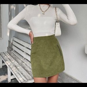 Zipper Detail Corduroy Skirt